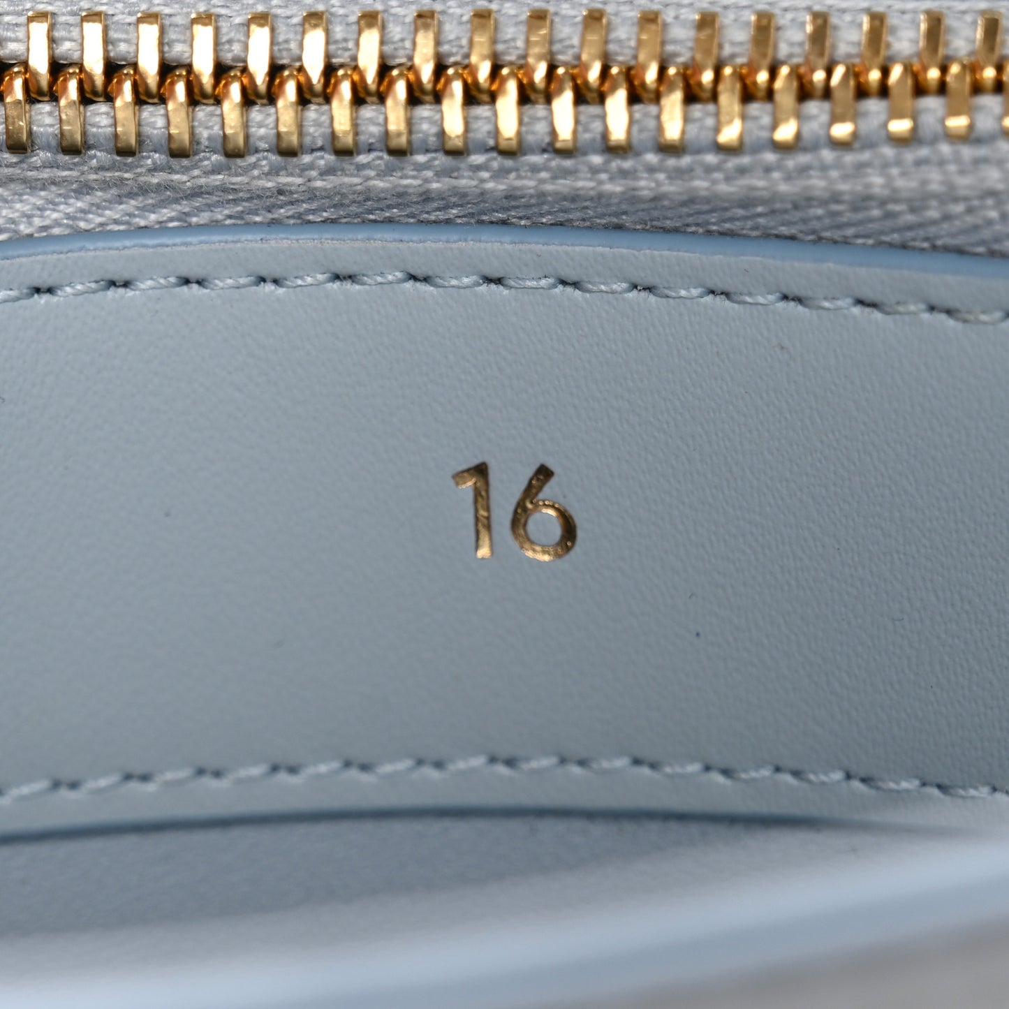 Satinated Calfskin Mini 16 Top Handle Bag Pale Blue