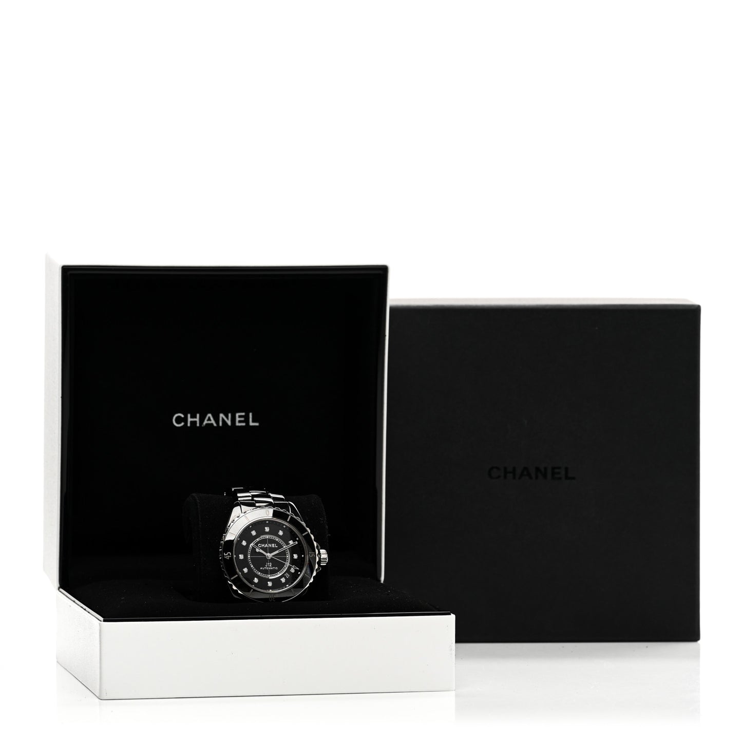 Stainless Steel Ceramic Diamond 38mm J12 Automatic Watch Black