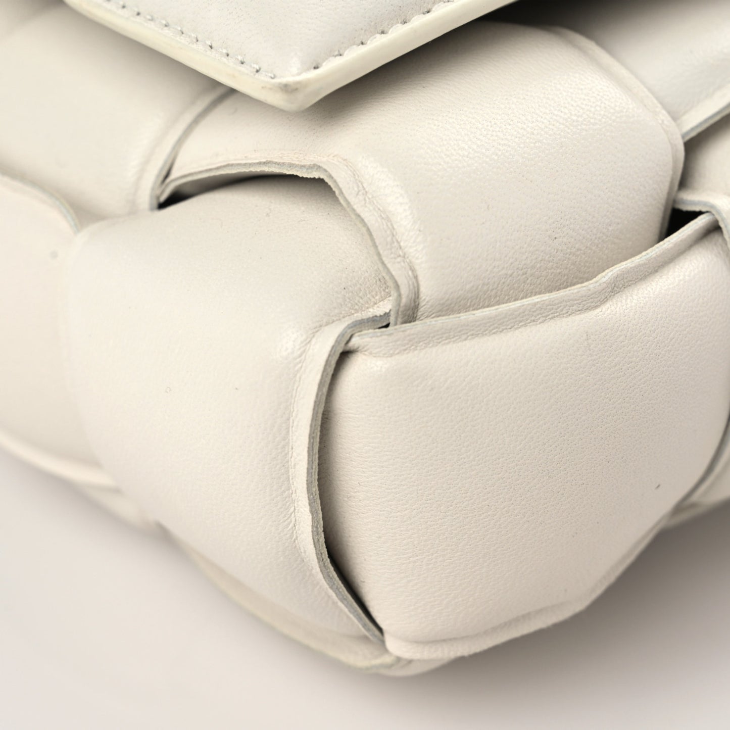 Nappa Maxi Intreccio Padded Cassette Crossbody Bag Chalk