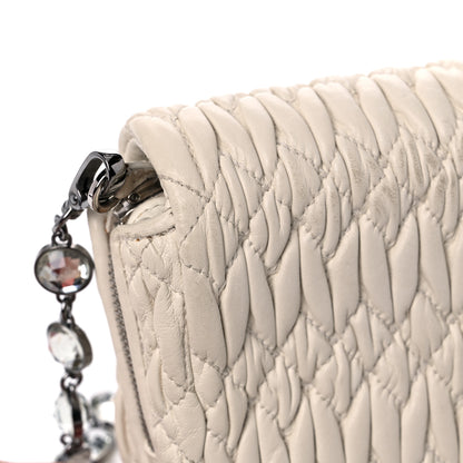 Miu Miu Nappa Matelasse Crystal Shoulder Bag Bianco 14 of 16