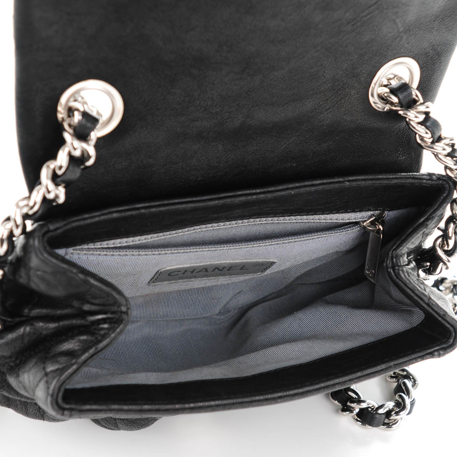 Chanel Washed Lambskin Quilted Mini Chain Around Flap Black 7 of 7