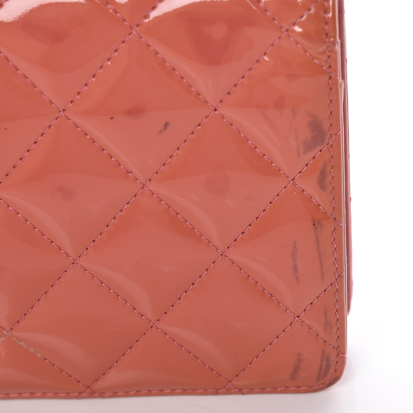 Patent Quilted Brilliant Yen Wallet Pink
