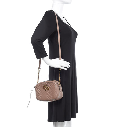 Gucci Calfskin Matelasse Small GG Marmont Chain Shoulder Bag Porcelain Rose 2 of 11