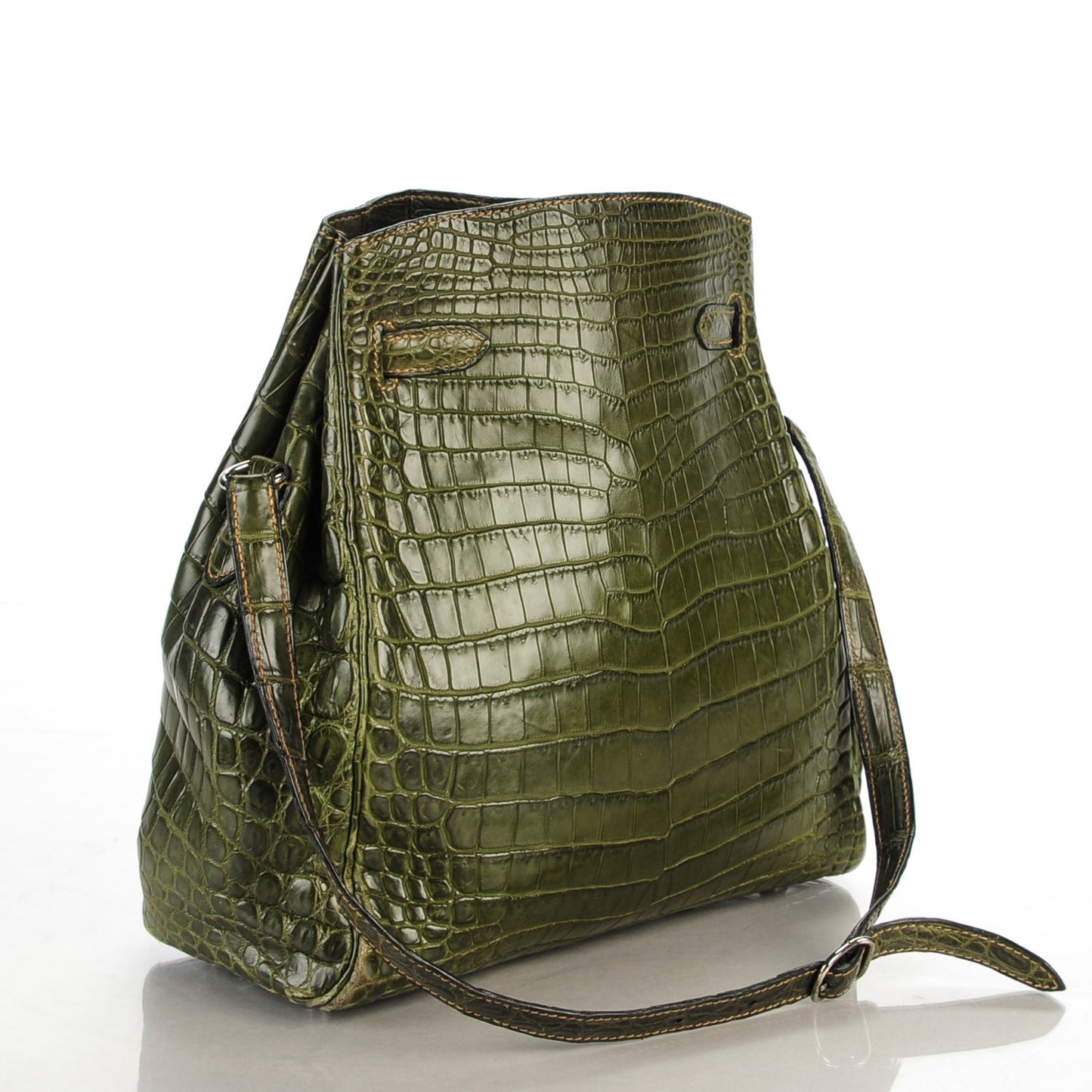 Shiny Niloticus Crocodile Kelly Sport 26 Vert Olive