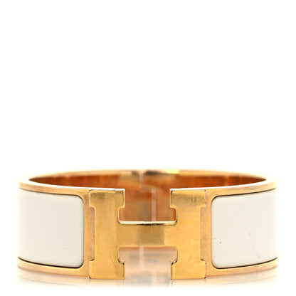 Hermes Enamel Wide Clic Clac H Bracelet PM White 1 of 4