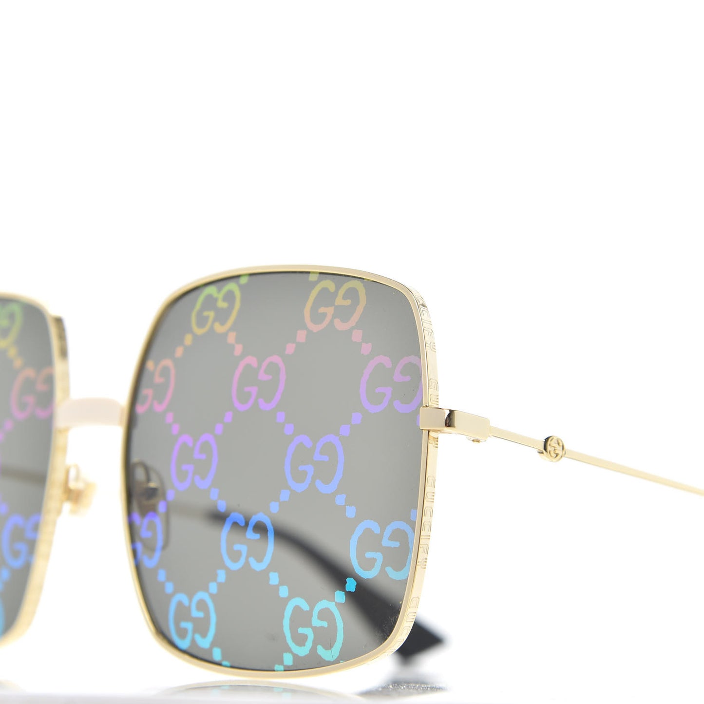 Metal Rectangular Frame Sunglasses GG0414S Gold Multicolor