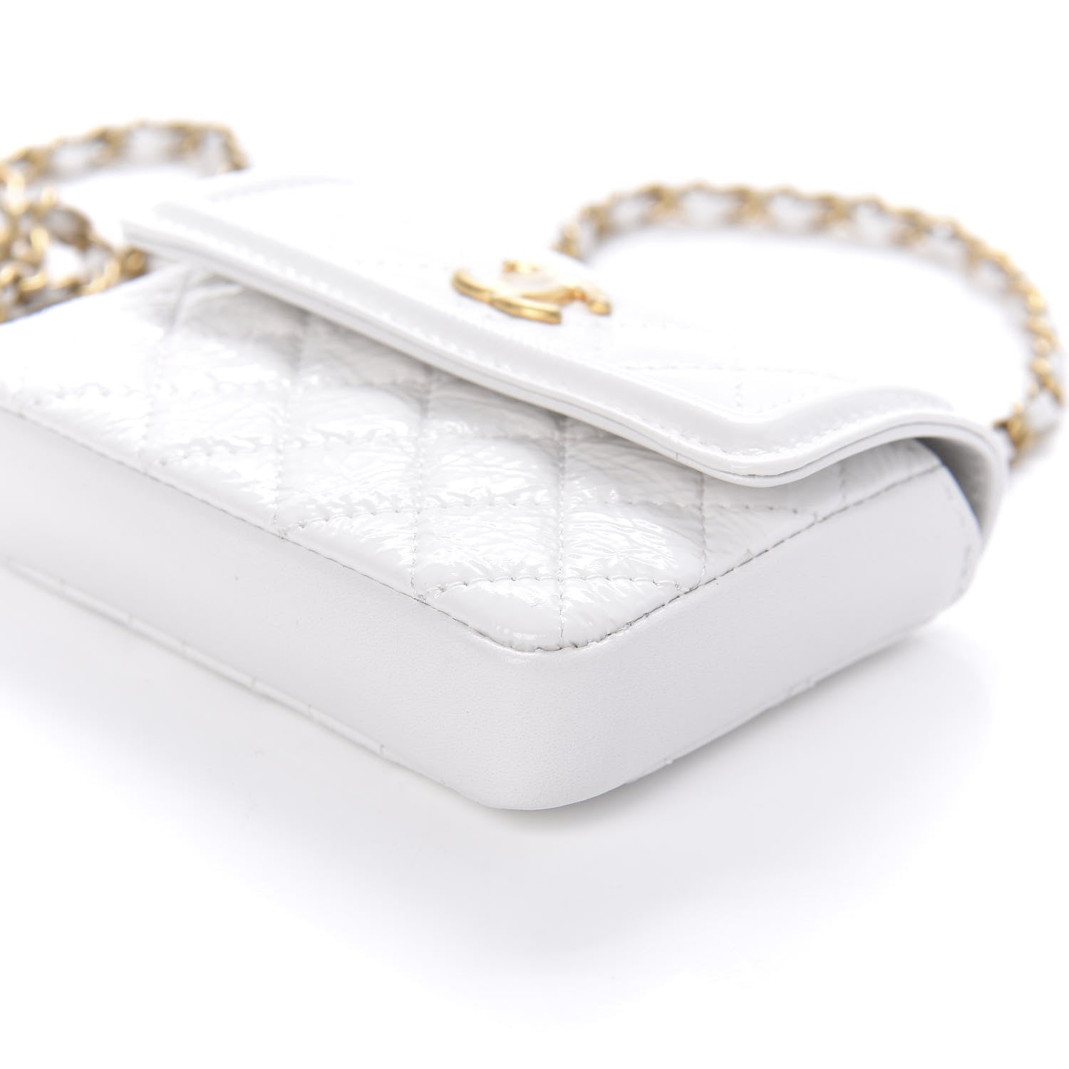 Chanel Shiny Aged Calfskin Quilted Waist Belt Bag White 7 of 11