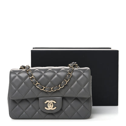 Chanel Lambskin Quilted Mini Rectangular Flap Grey 12 of 12