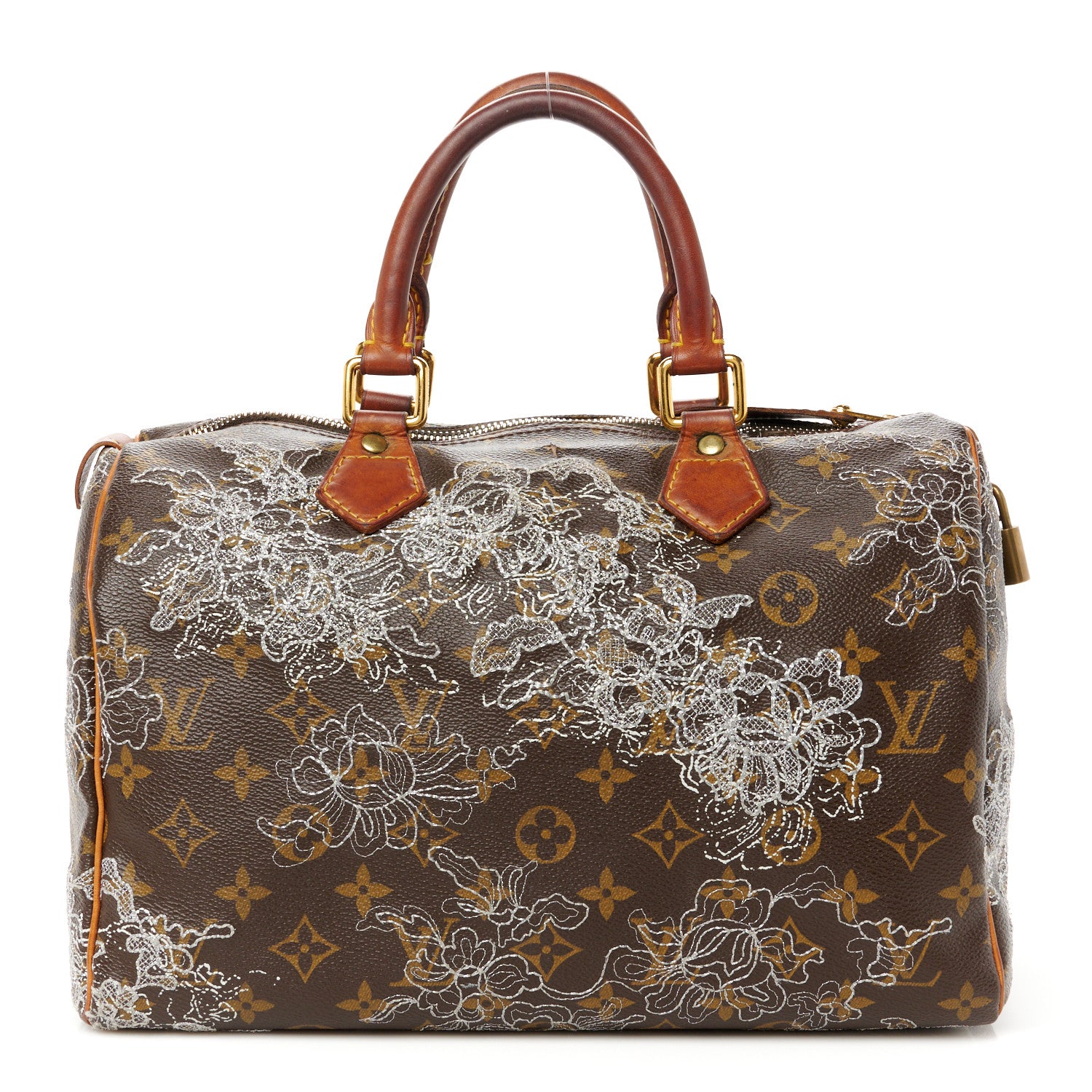 Louis Vuitton Monogram Dentelle Speedy 30 Silver 1 of 16