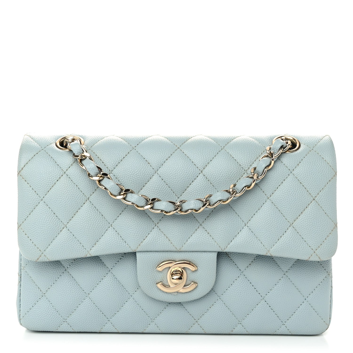 Chanel Caviar Quilted Small Double Flap Light Blue 1 of 11