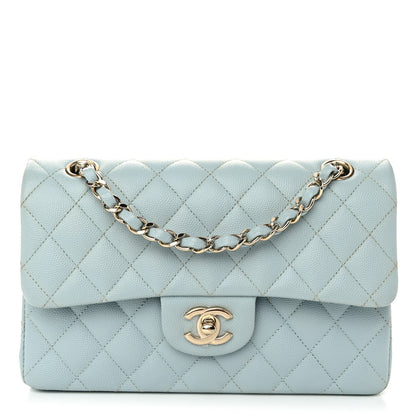 Chanel Caviar Quilted Small Double Flap Light Blue 1 of 11