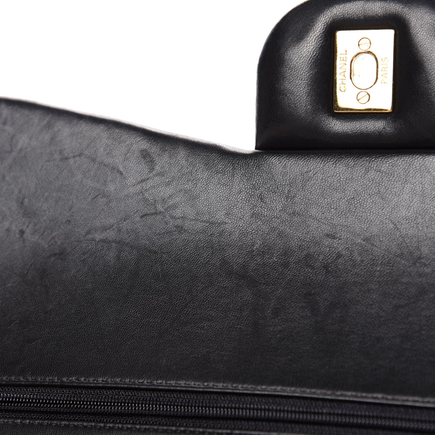 Lambskin Quilted Jumbo Double Flap Black