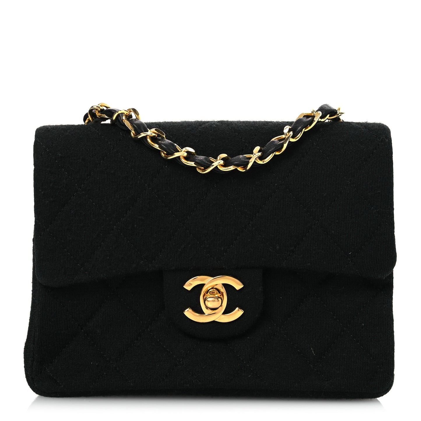 Jersey Quilted Mini Square Flap Black