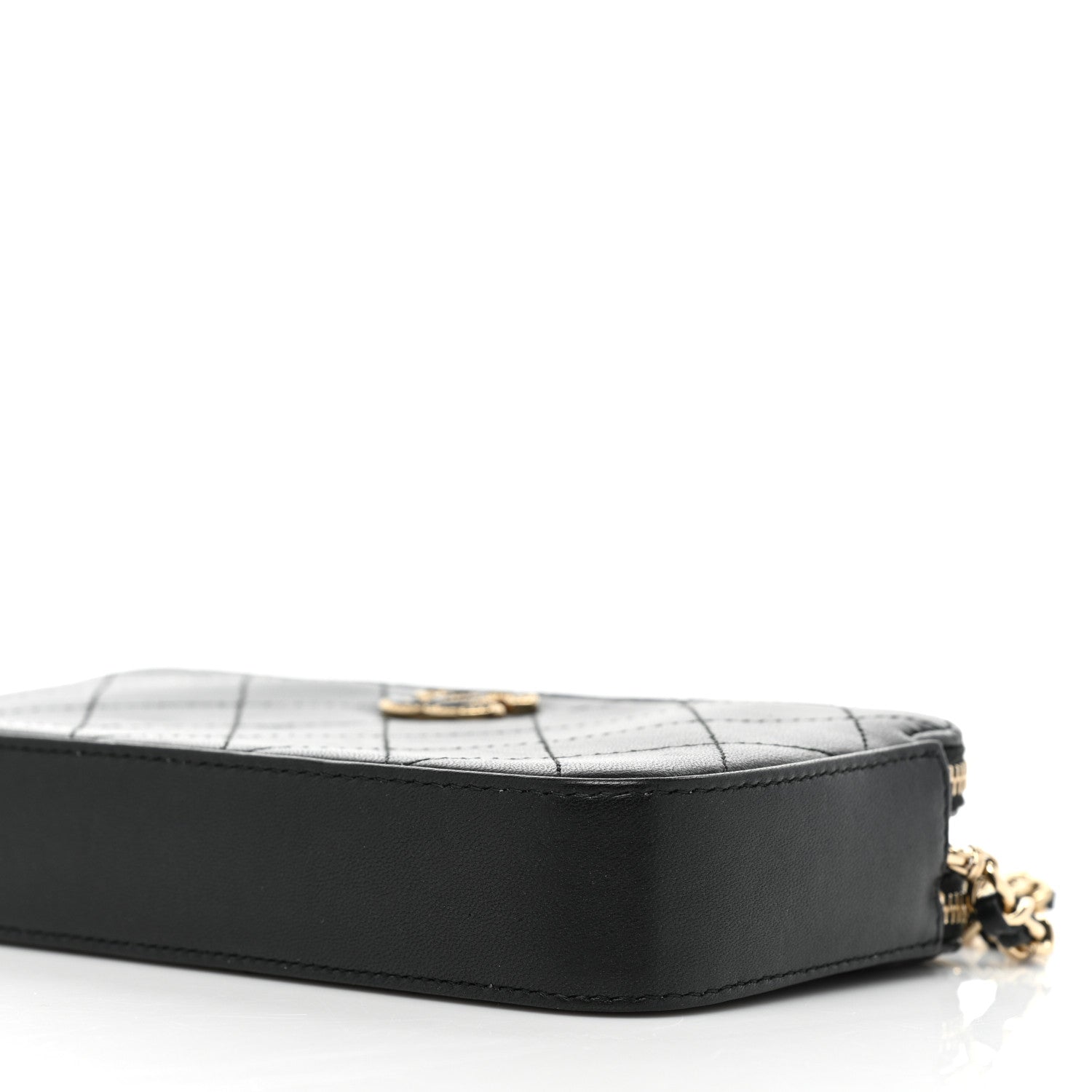 Chanel Goatskin Enamel Quilted Small Clutch With Chain Black 9 of 13