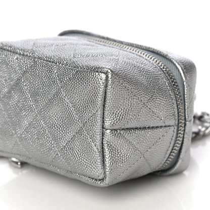 Chanel Metallic Caviar Quilted Mini Top Handle Vanity With Chain Silver 10 of 11