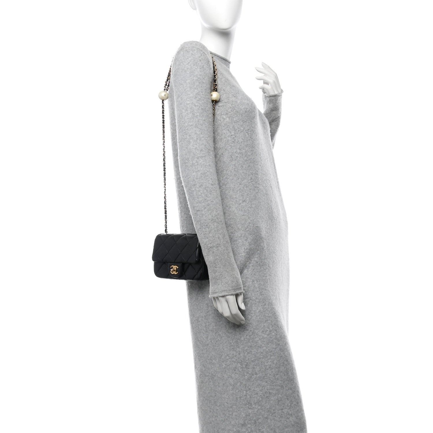 Chanel Lambskin Quilted Pearl Small Flap Black 2 of 10