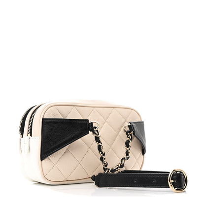 Chanel Goatskin Quilted Waist Bag Beige White Black 3 of 11