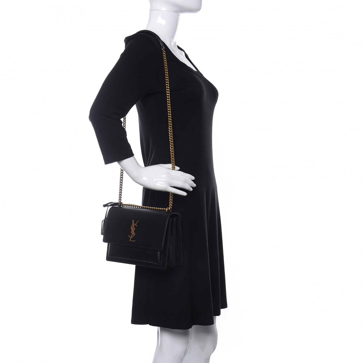 Saint Laurent Calfskin Medium Monogram Sunset Black 2 of 10