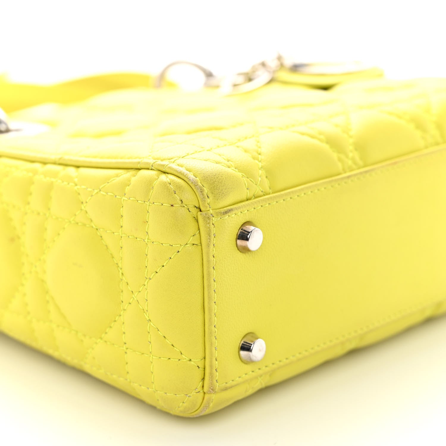 Christian Dior Lambskin Cannage Mini Lady Dior Yellow 8 of 10