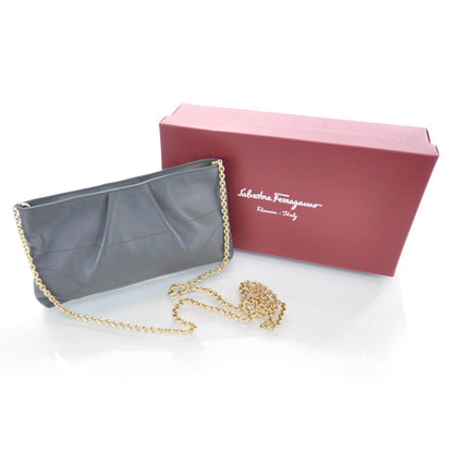 FASHIONPHILE SALVATOREFERRAGAMOSoftCalfWGanciniClutchCharcoal 3 of 9
