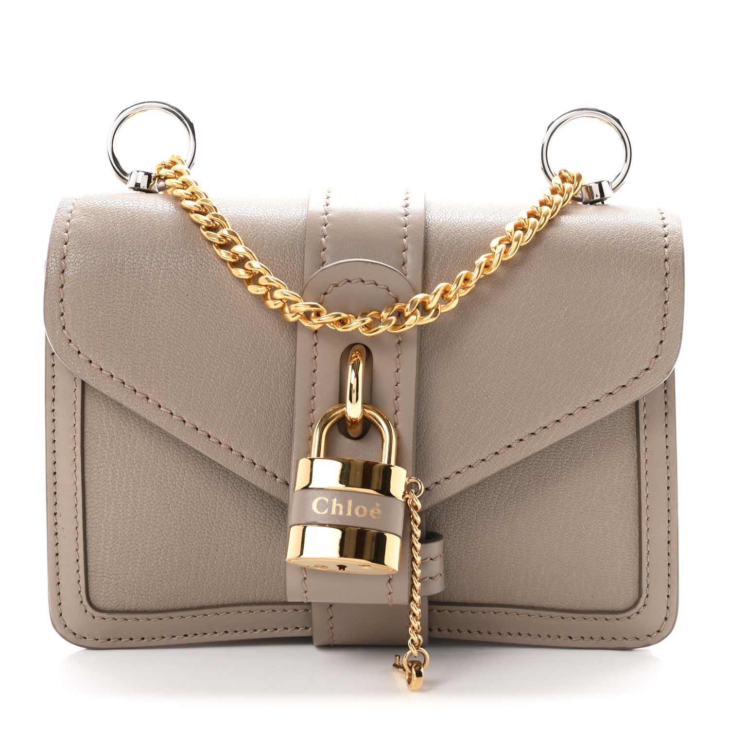 Chloe Shiny Goatskin Calfskin Mini Aby Chain Shoulder Bag Motty Grey 1 of 10