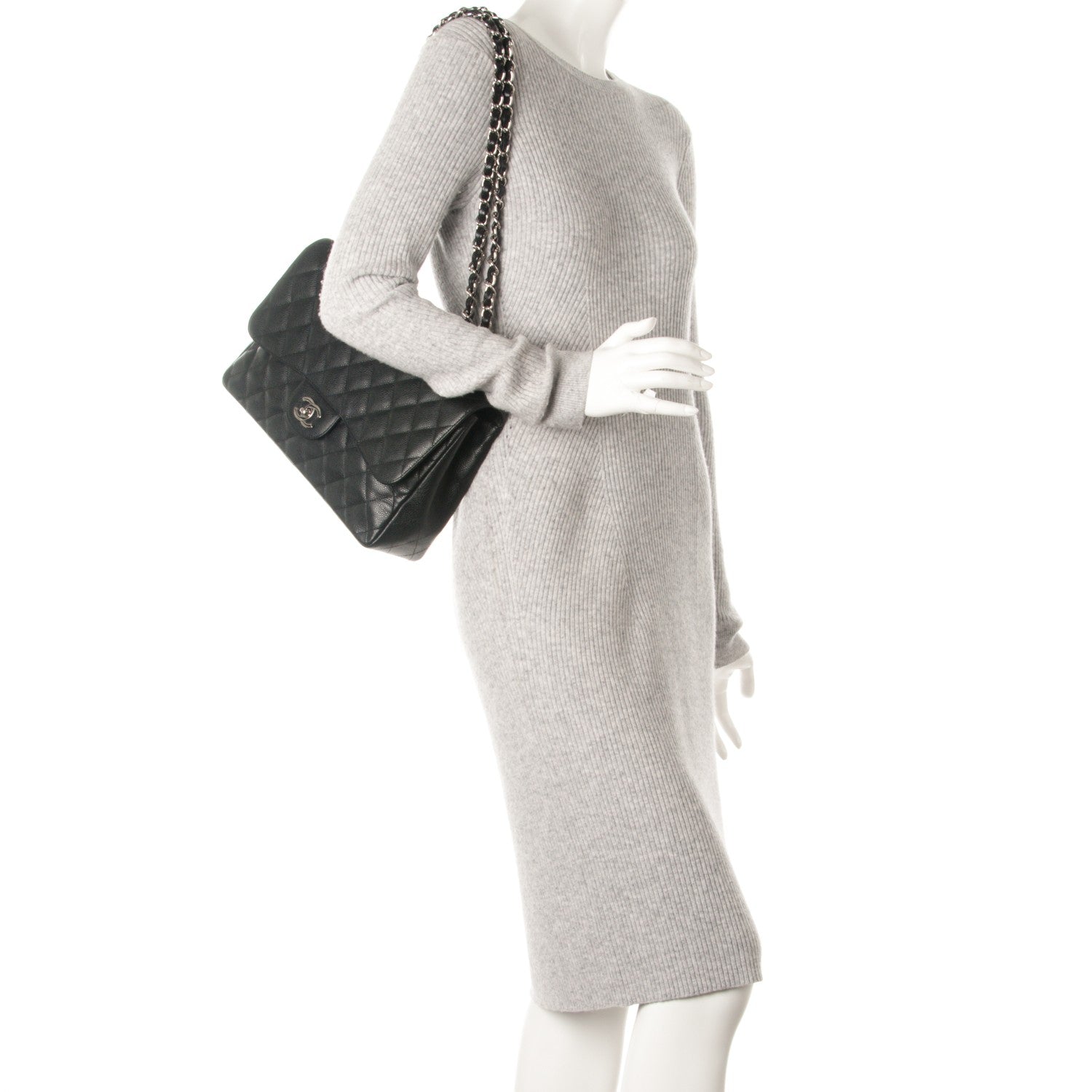 Chanel Caviar Quilted Jumbo Single Flap Black 2 of 7