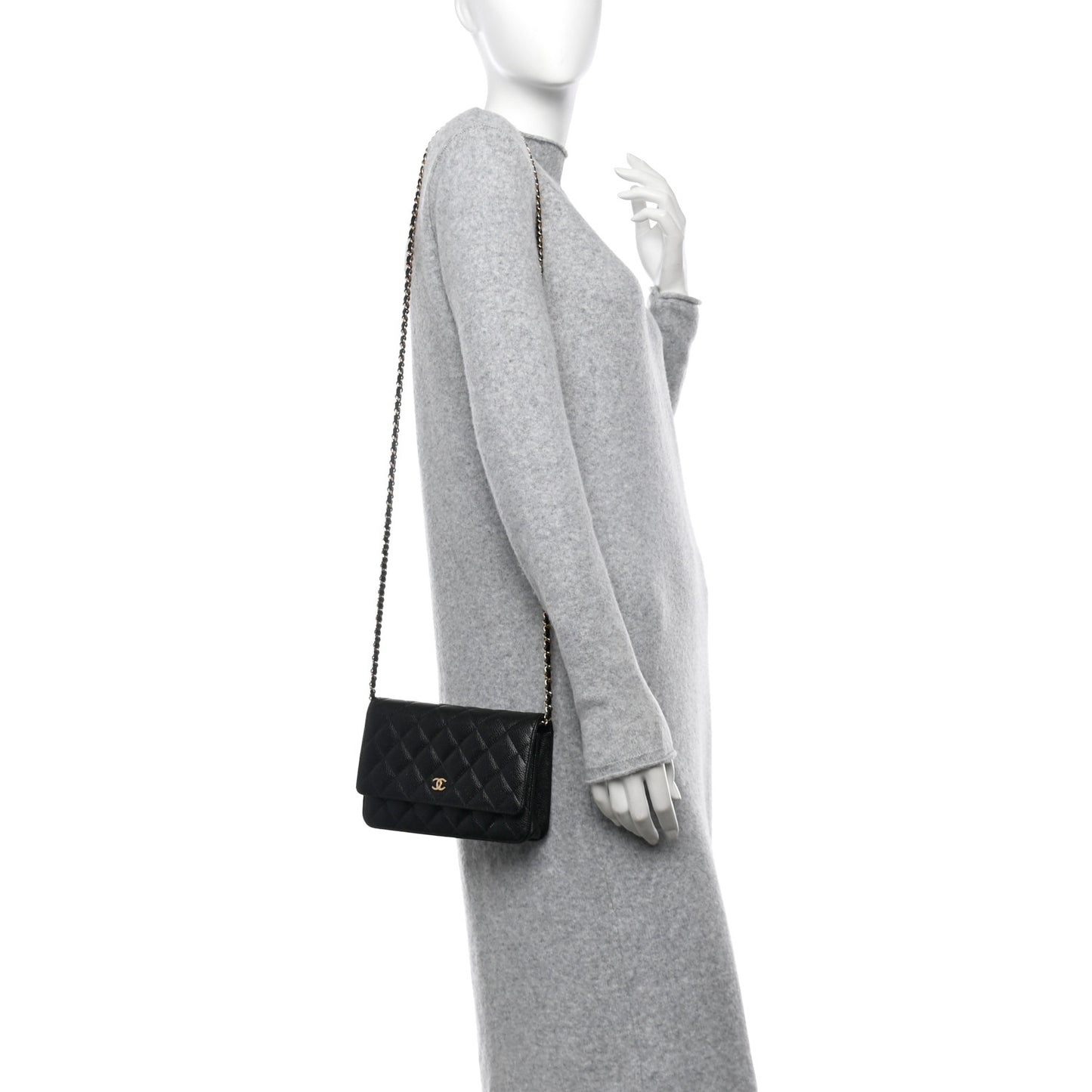 Caviar Quilted Wallet On Chain WOC Black