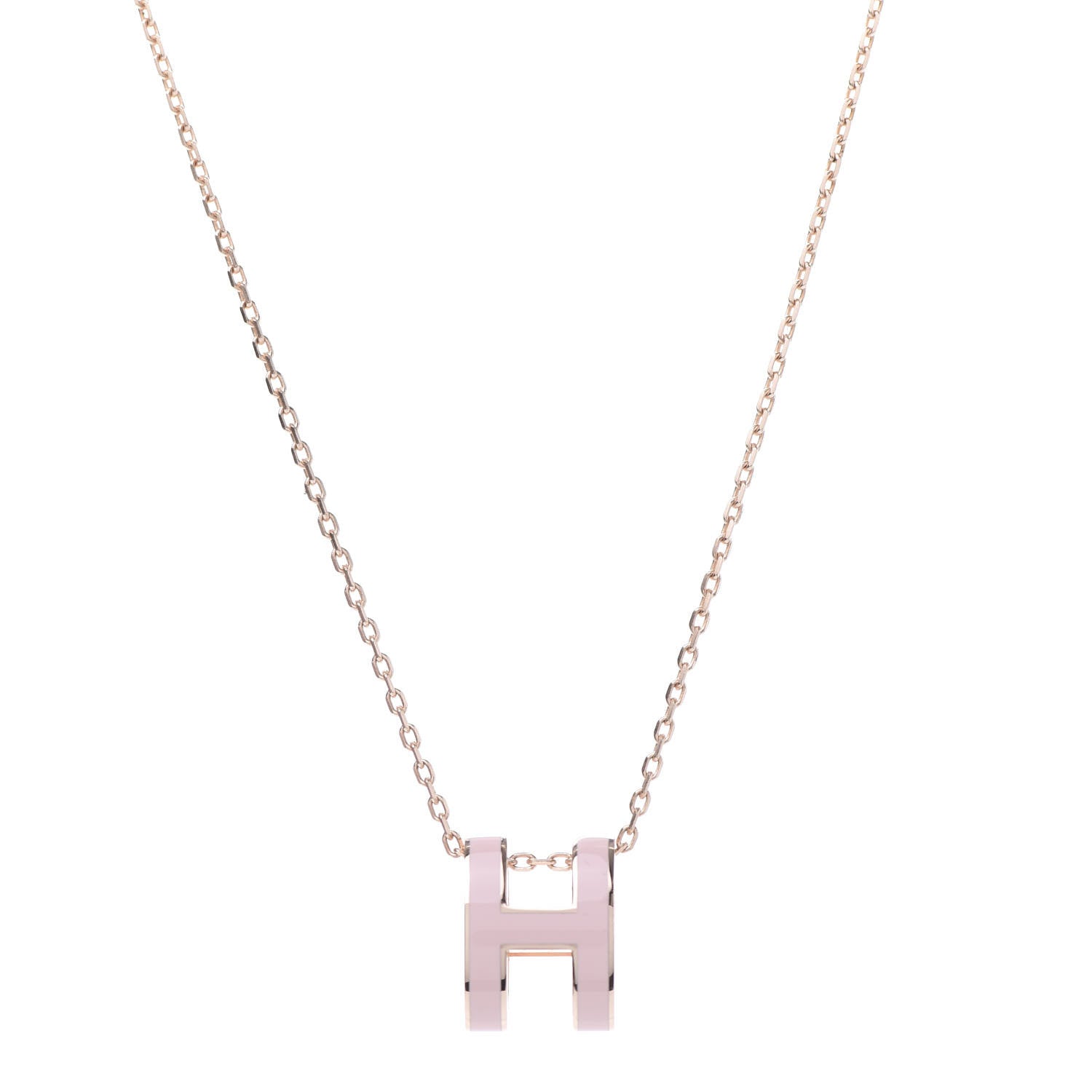 Hermes Lacquered Rose Gold Pop H Pendant Necklace Rose Dragee 1 of 7