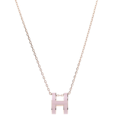 Hermes Lacquered Rose Gold Pop H Pendant Necklace Rose Dragee 1 of 7