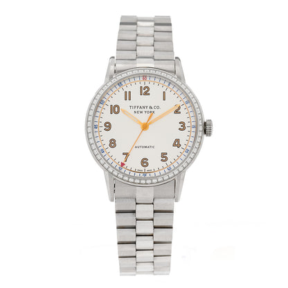 Tiffany Stainless Steel Diamond Bezel 34mm CT60 3-Hand Automatic Watch White 1 of 4