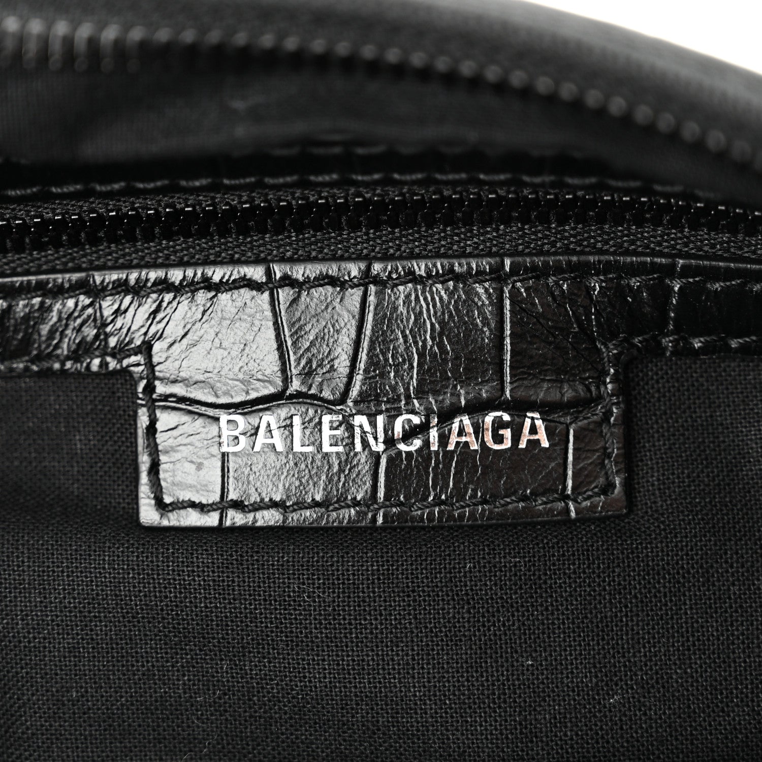 Balenciaga Extra Supple Calfskin Crocodile Embossed Monochrome Small Le Cagole Shoulder Bag Black 6 of 10
