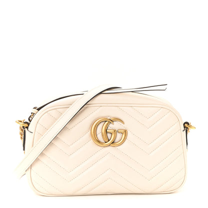 Gucci Calfskin Matelasse Small GG Marmont Chain Shoulder Bag White 1 of 11