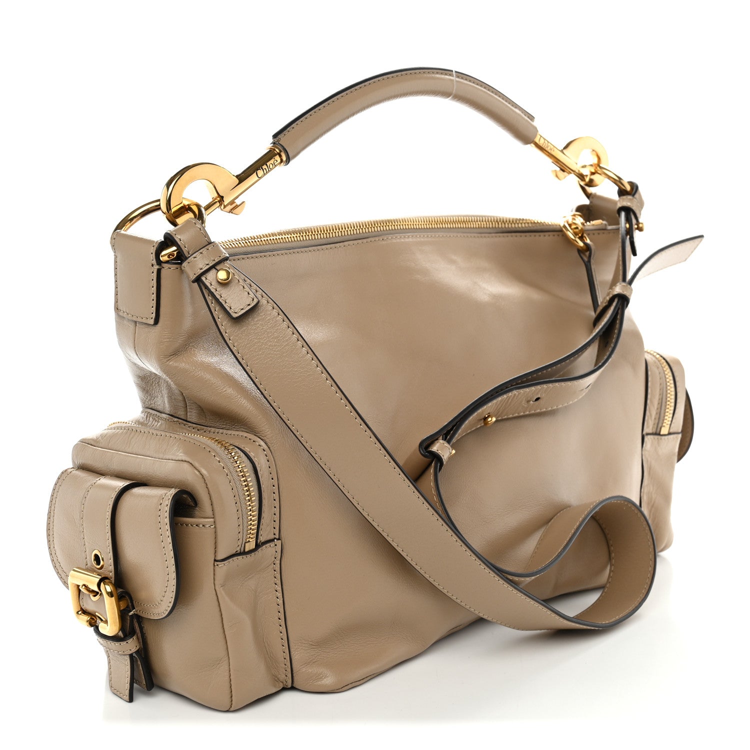 Chloe Shiny Calfskin Large Double Carry Camera Bag Motty Grey 3 of 9