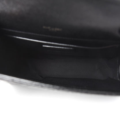 Saint Laurent Grain De Poudre Textured Mixed Matelasse Triquilt Medium Monogram Satchel Black 5 of 10