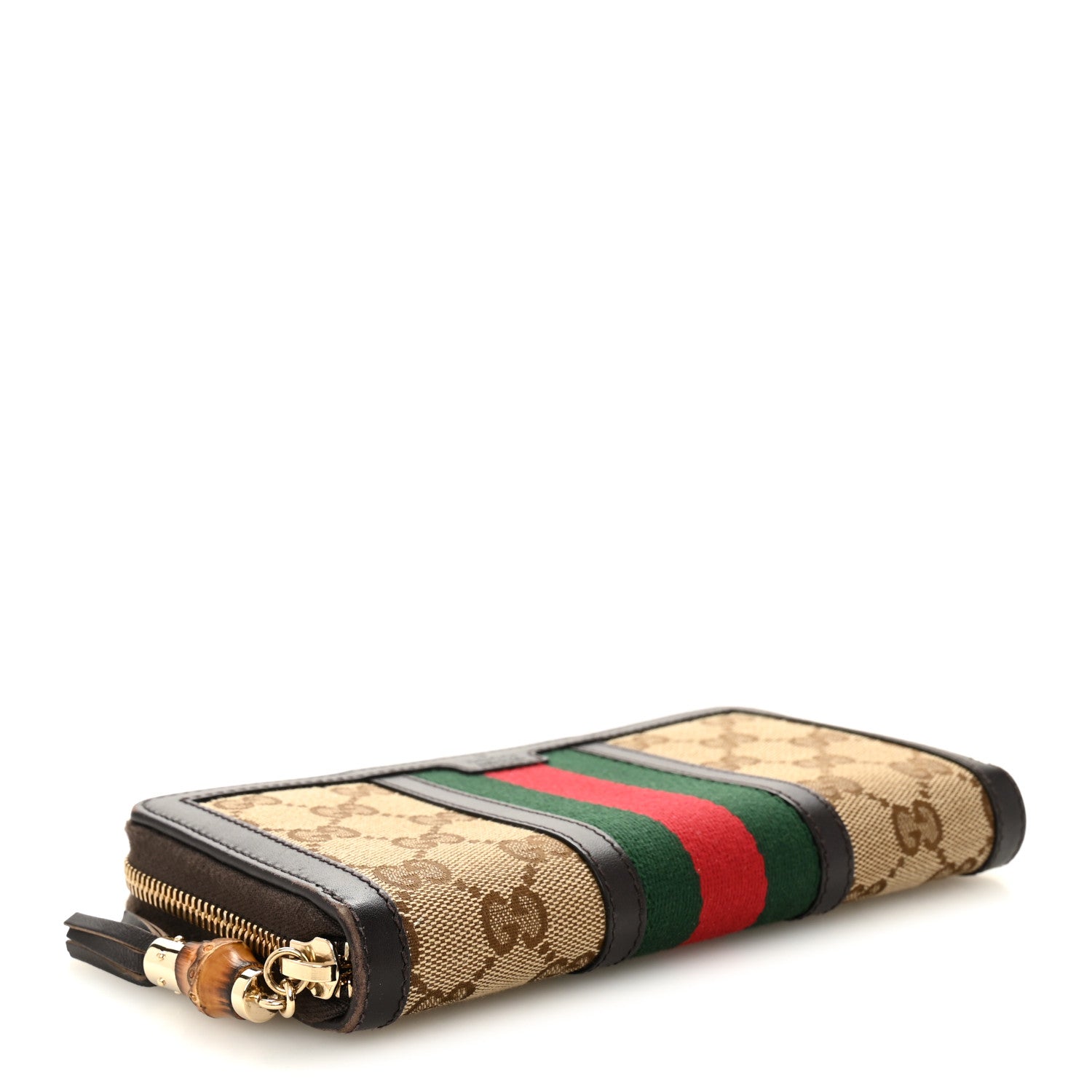 Gucci Monogram Web Rania Zip Around Wallet Beige Ebony Coco 4 of 9