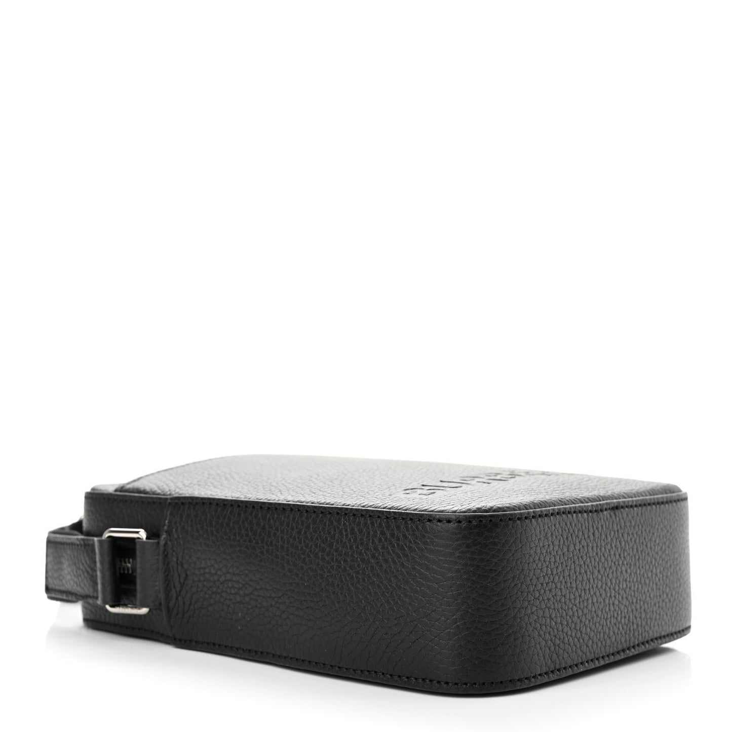 Grainy Calfskin Logo Embossed Crossbody Bag Black