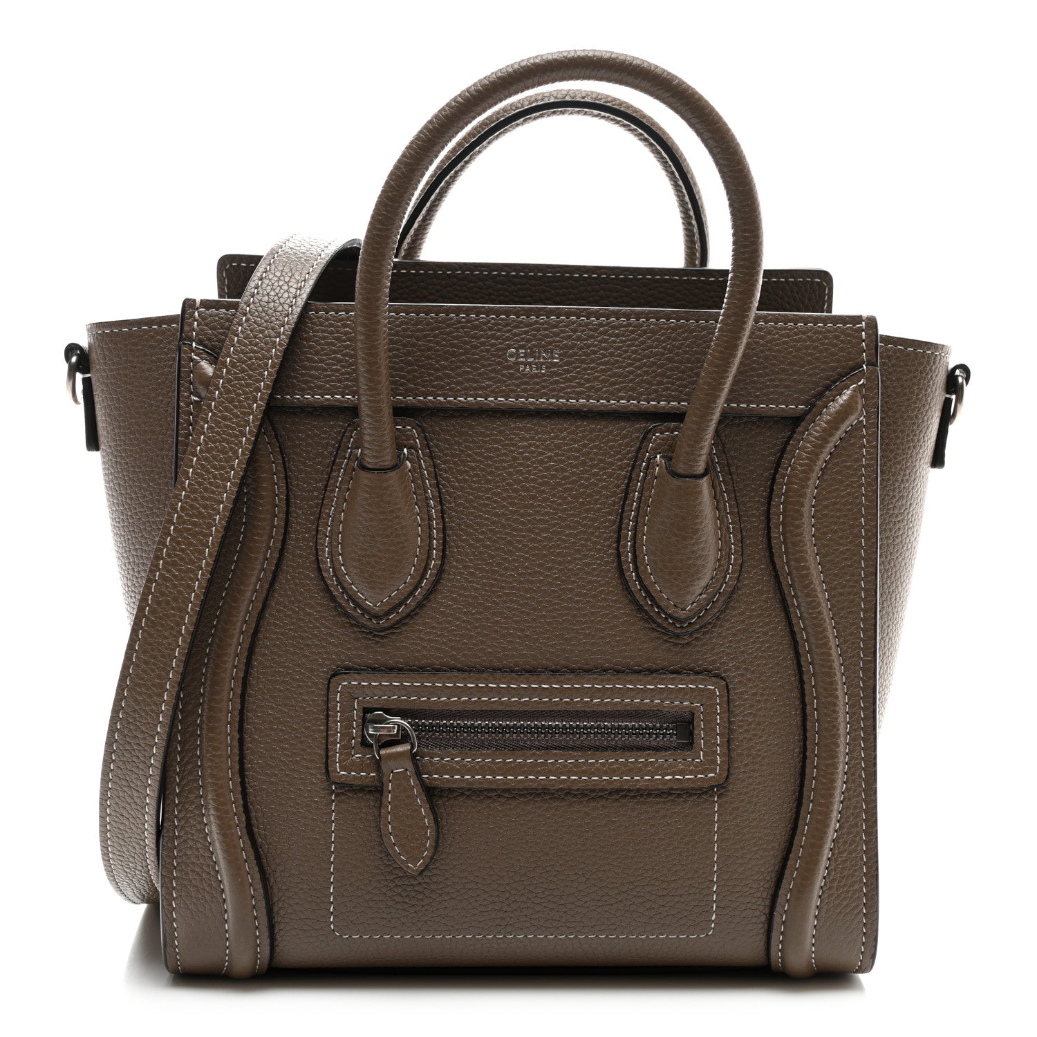 Celine Drummed Calfskin Nano Luggage Souris 1 of 10