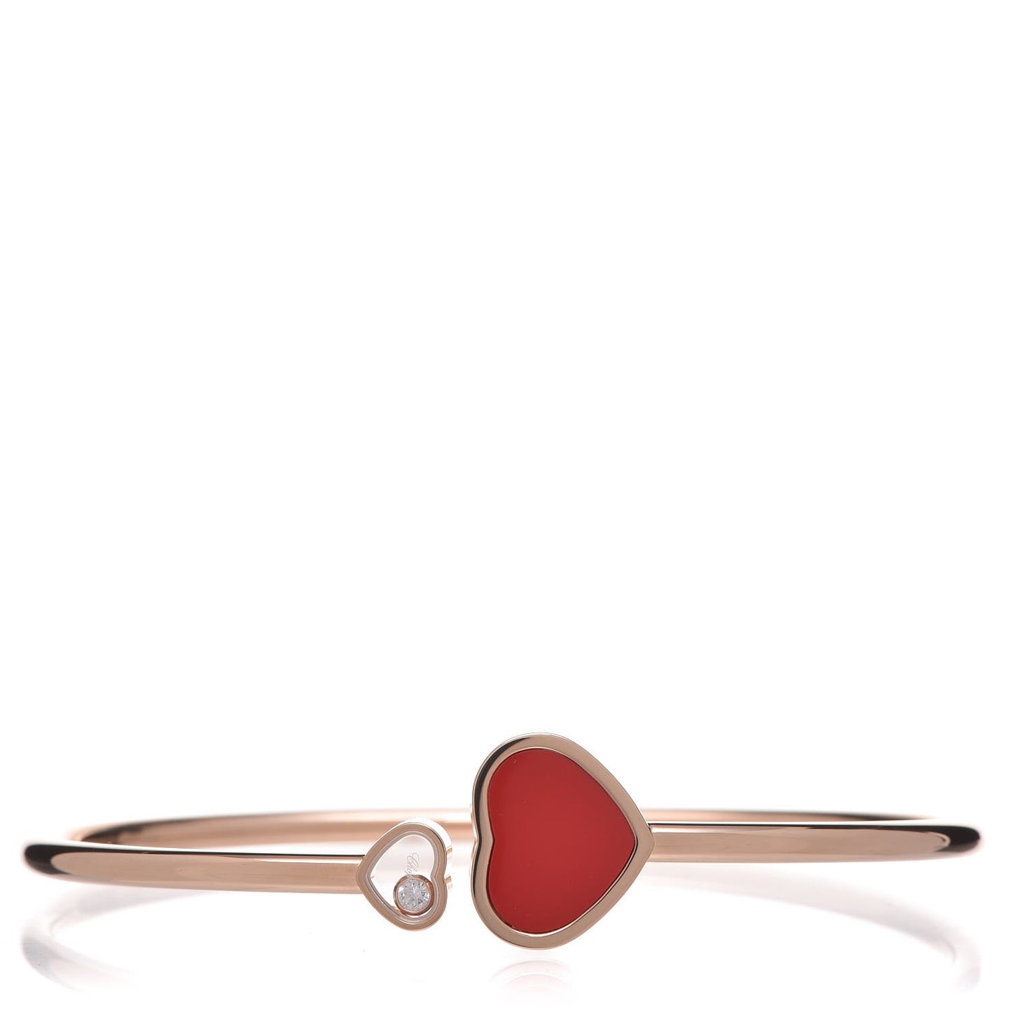 18K Rose Gold Diamond Happy Hearts Bangle Bracelet Red