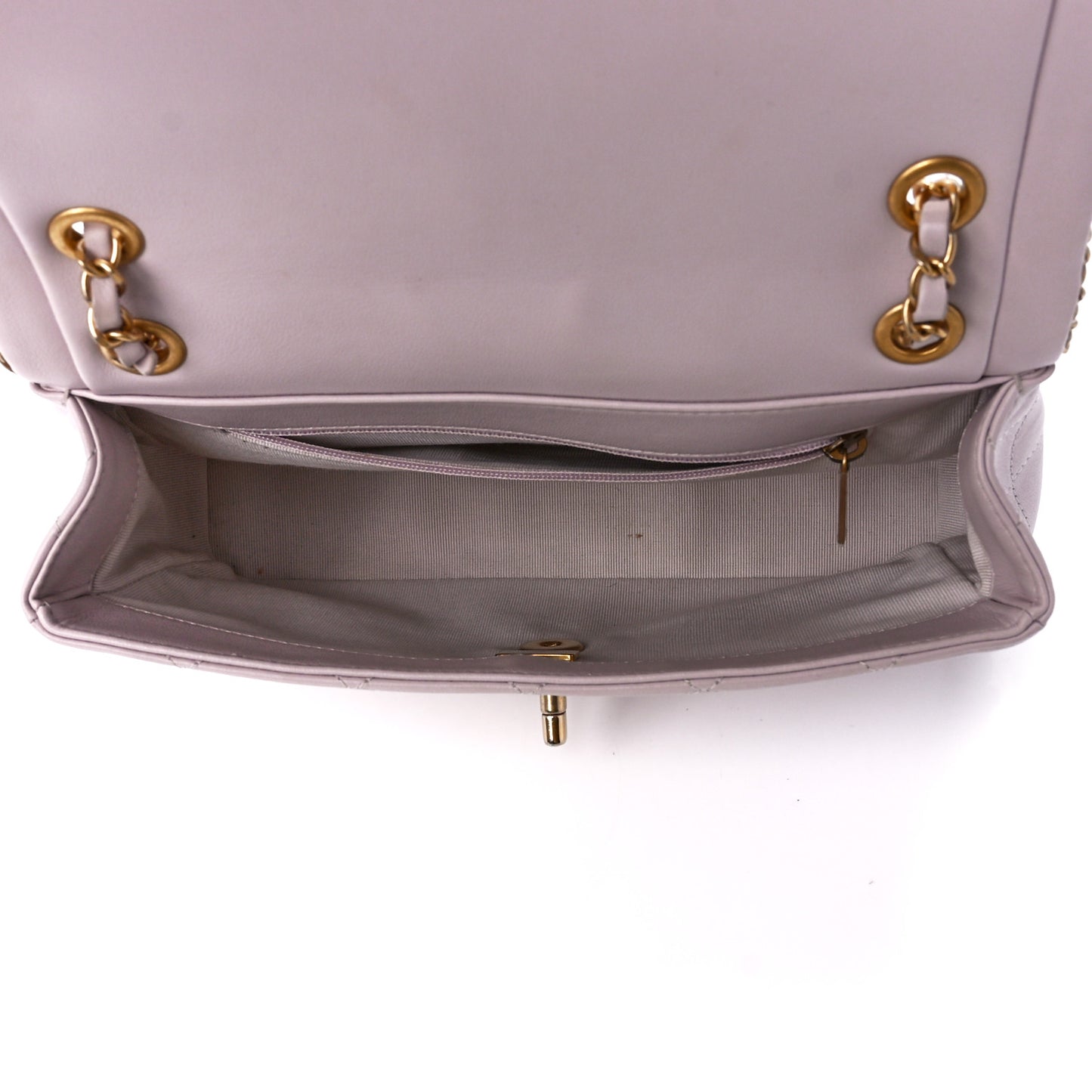 Calfskin Stitched Chain Flap Light Pink