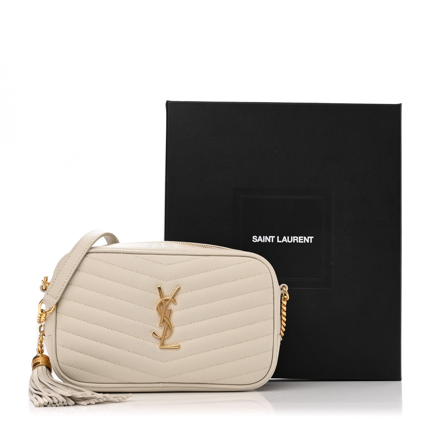 Saint Laurent Grain De Poudre Matelasse Monogram Mini Lou Camera Bag Crema Soft 11 of 11
