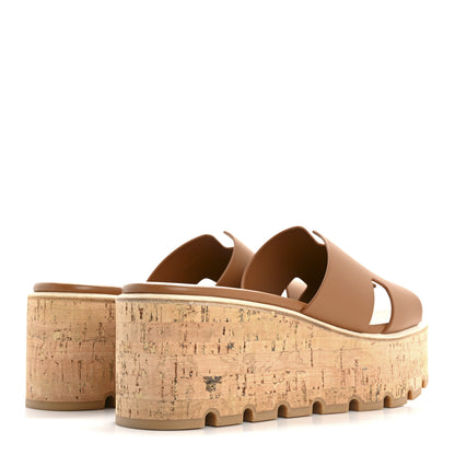 Hermes Calfskin Cork Eze 30 Sandals 38 Gold 5 of 9