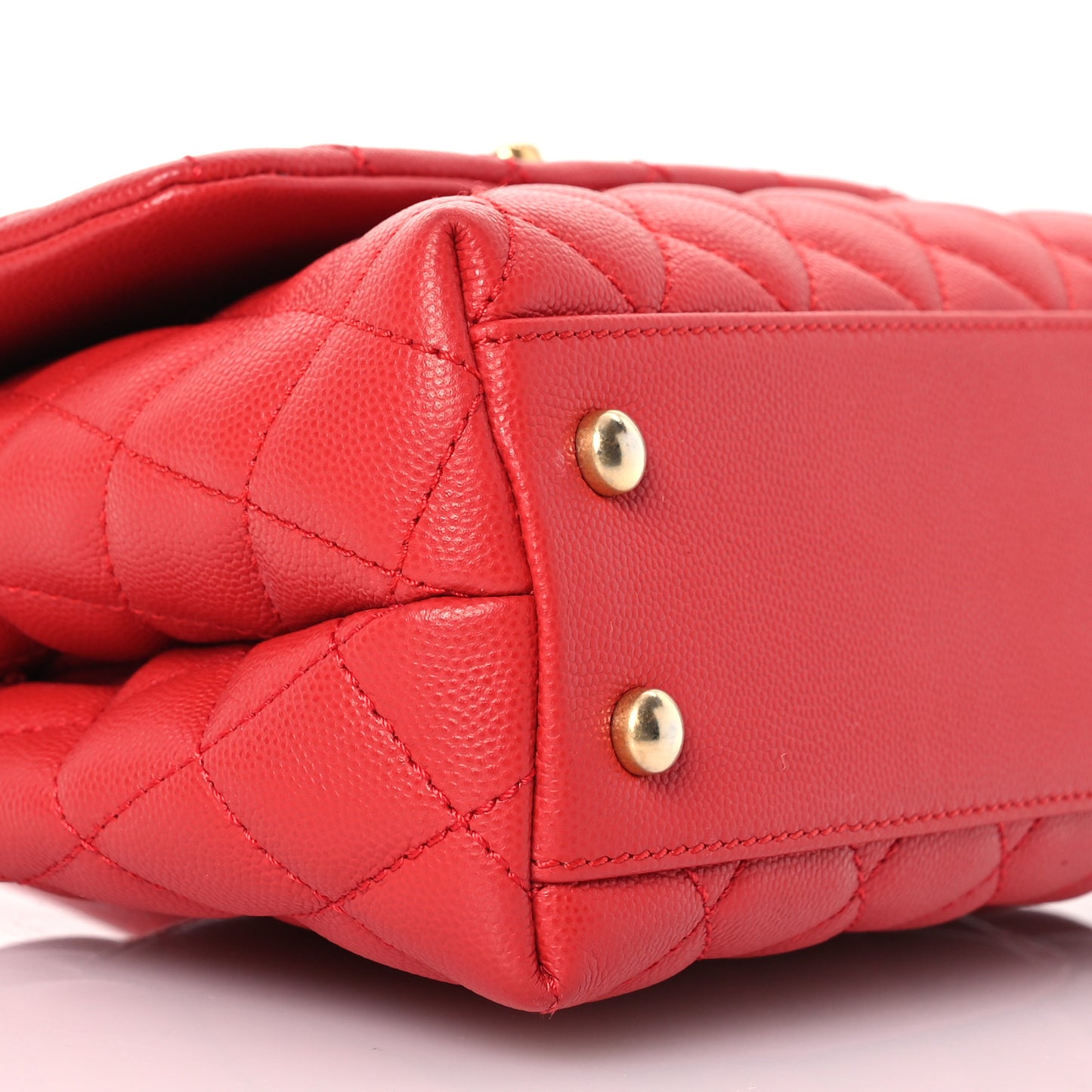 Caviar Quilted Mini Coco Handle Flap Red