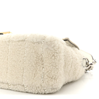 Fendi Sheepskin Crystal Beaded Baguette White 9 of 9