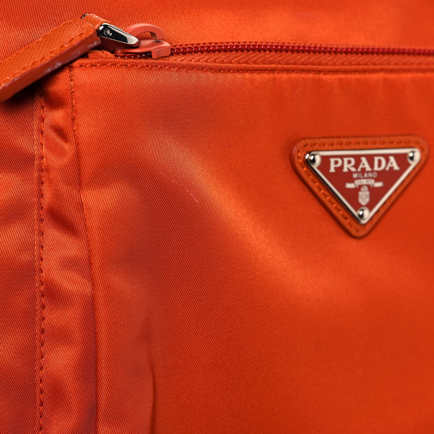 Prada Tessuto Nylon Saffiano Messenger Bag Papaya 12 of 12