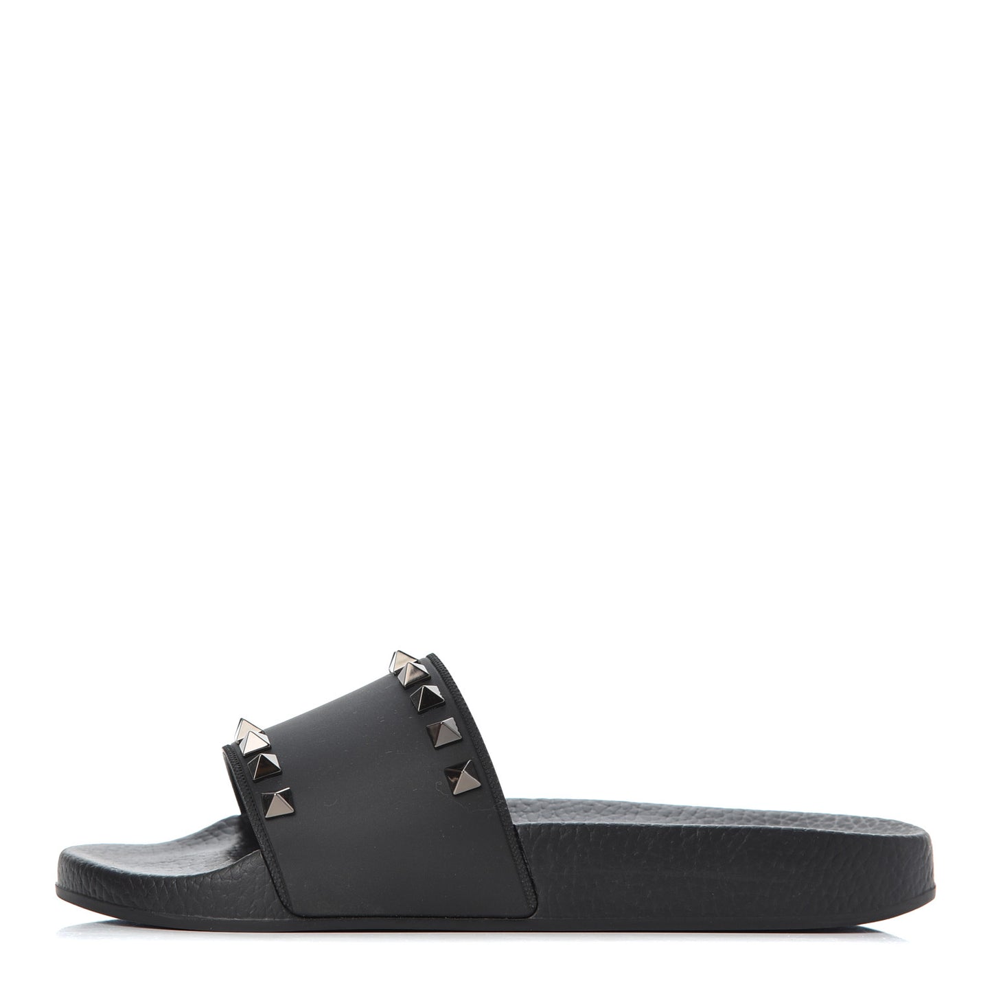 Rubber Rockstud Slide Sandals 36 Black