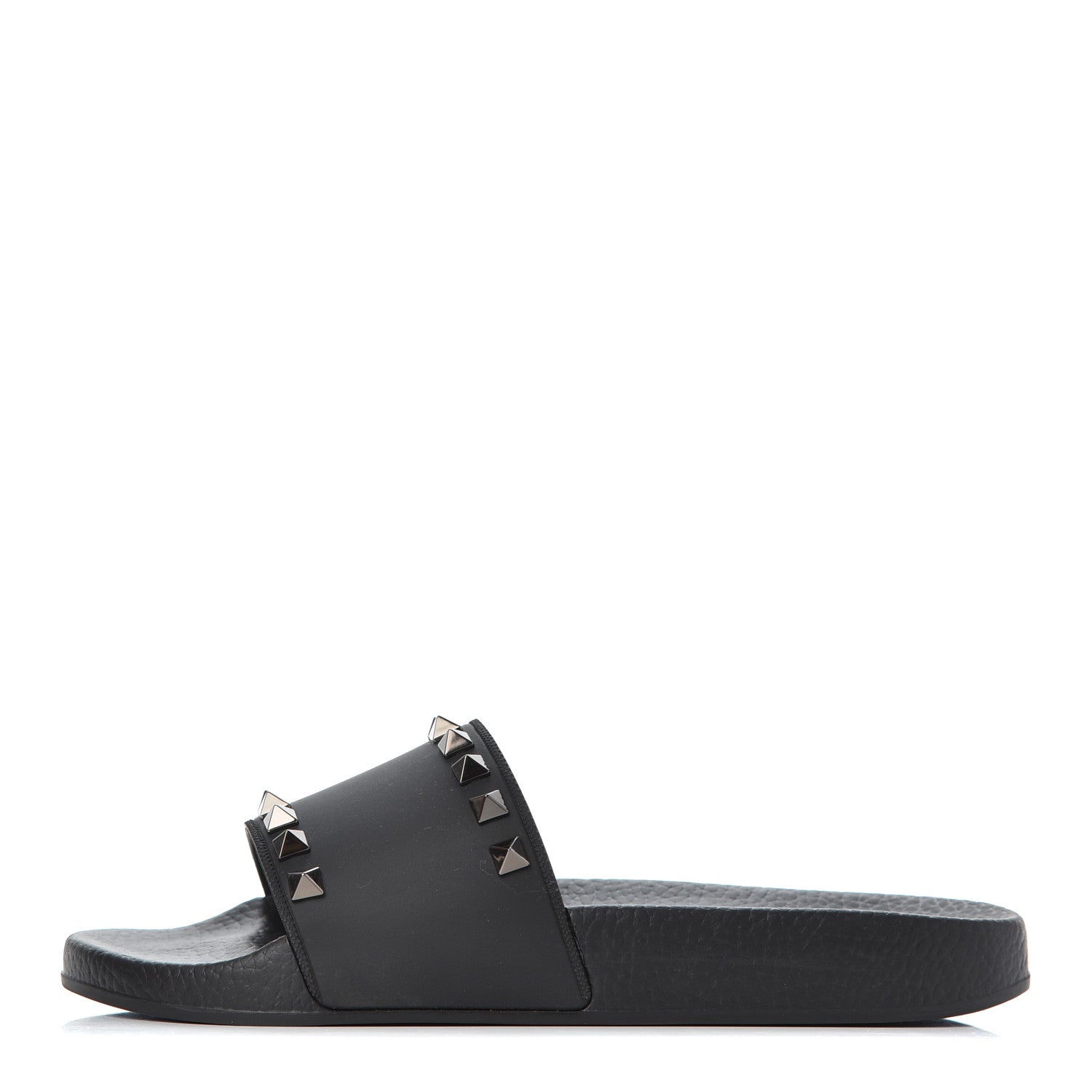 Valentino Garavani Rubber Rockstud Slide Sandals 36 Black 1 of 10