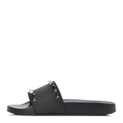Valentino Garavani Rubber Rockstud Slide Sandals 36 Black 1 of 10