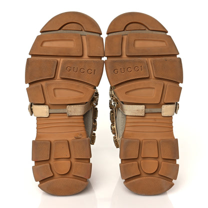 Gucci X SEGA Mesh Canvas Calfskin Removable Crystals Flashtrek Sneakers 39 Mystic White Oatmeal Sand Storm 5 of 8