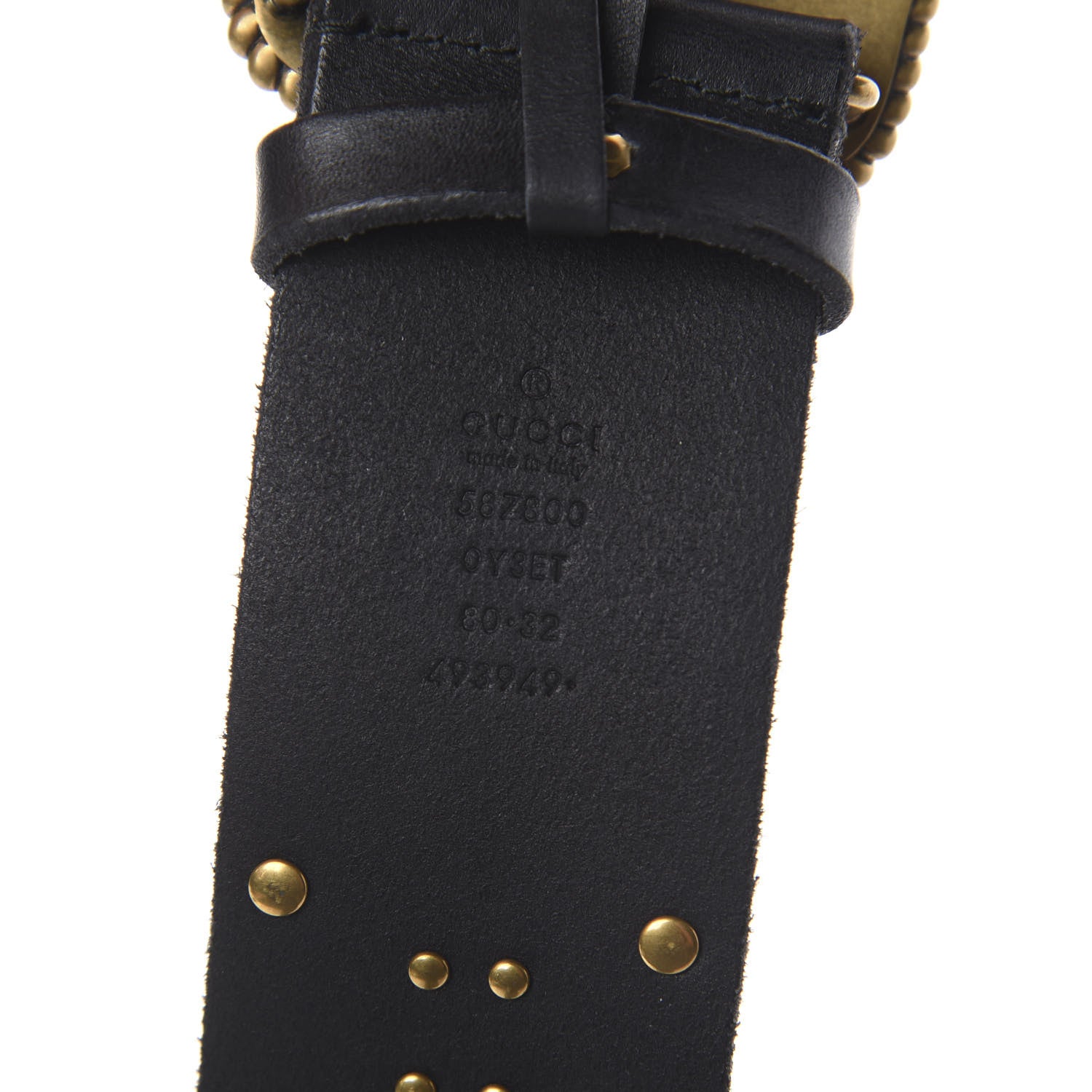 Gucci Calfskin Lion Head Studded Belt 80 32 Black 3 of 3