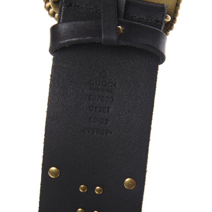 Gucci Calfskin Lion Head Studded Belt 80 32 Black 3 of 3